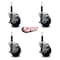Service Caster 3.5'' Soft Rubber Swivel 3/4'' Expanding Stem Caster Set with Brake, 4PK SCC-EX20S3514-SRS-TLB-34-4 - alternate 2